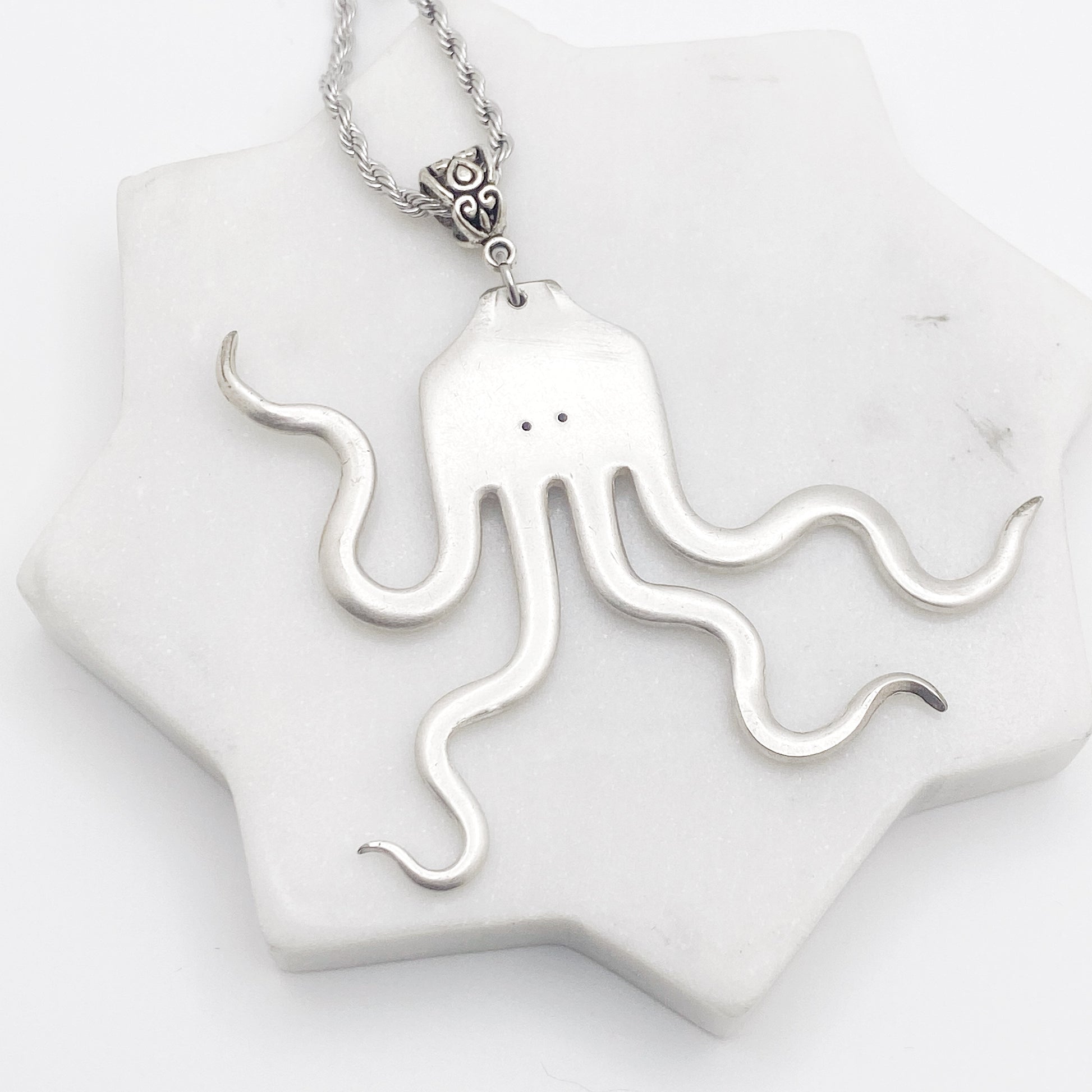 Forktopus Necklace, Octopus Fork Pendant, Vintage Silverware Jewelry Necklaces callistafaye   