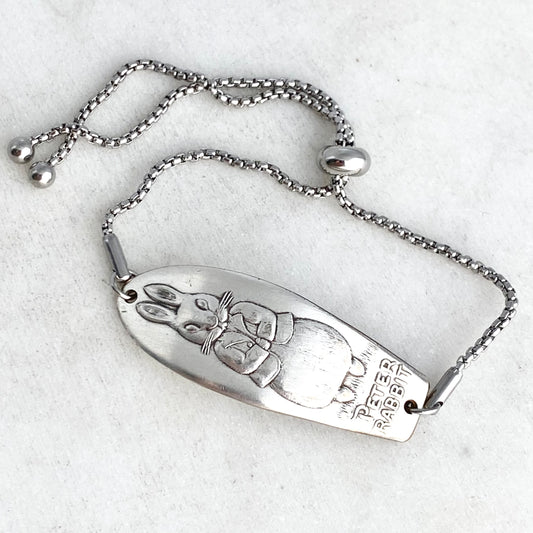 Peter Rabbit, Adjustable Bracelet, RARE Baby Spoon, Reclaimed Collector's Spoon, Vintage Spoon Handle Bracelet Bracelets callistafaye