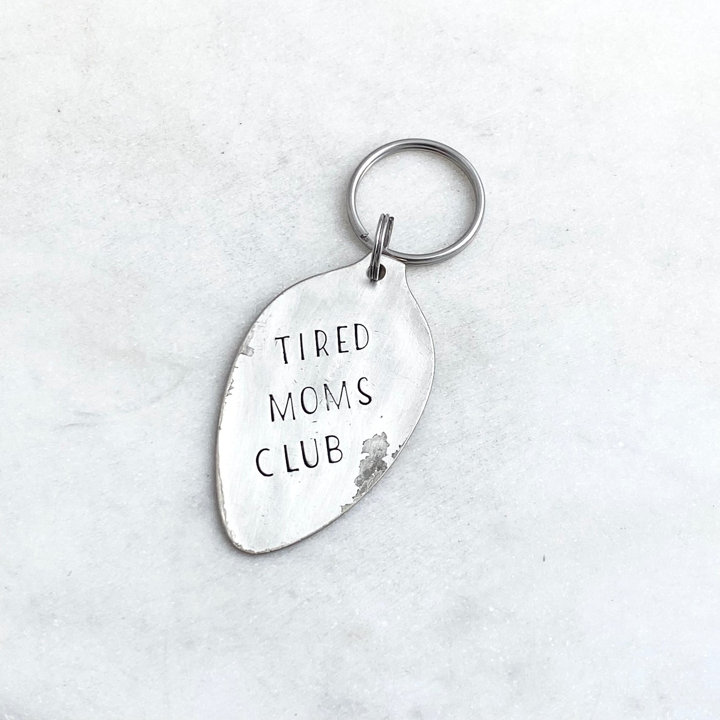 Tired Moms Club, Hand Stamped Vintage Spoon Keychain Keychains callistafaye   