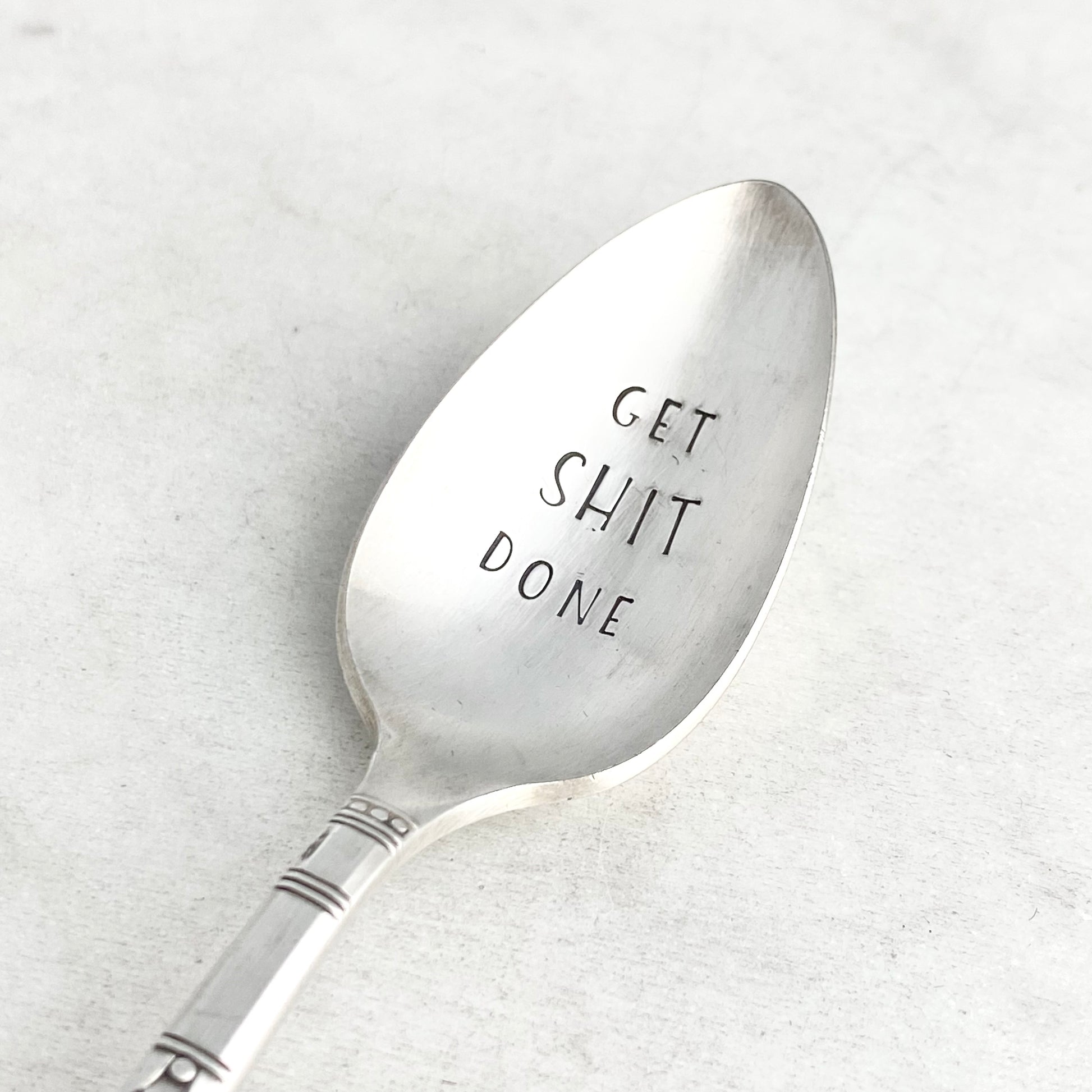 Get Shit Done, Hand Stamped Vintage Spoon Spoons callistafaye   