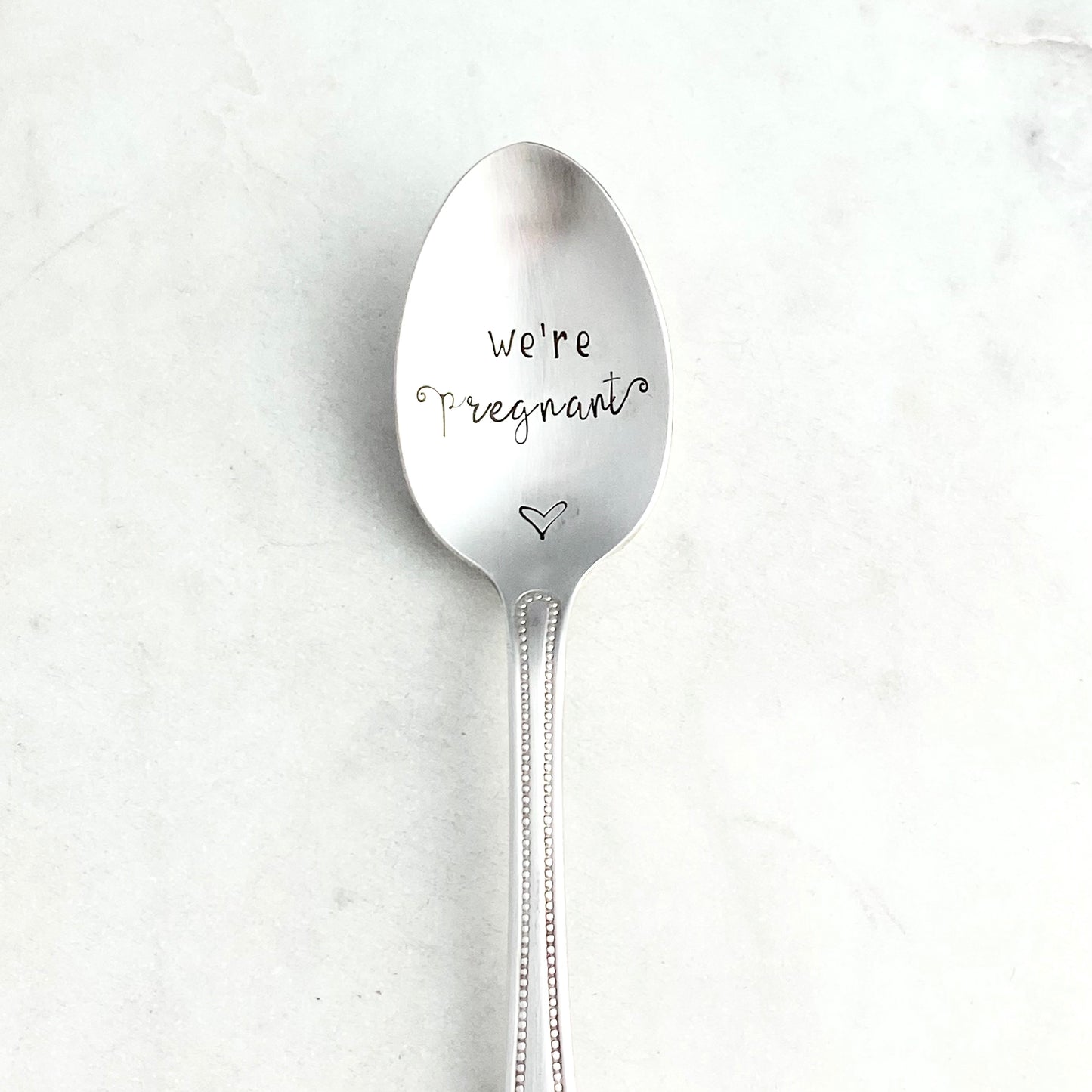 We’re Pregnant, Hand Stamped Vintage Spoon Spoons callistafaye   