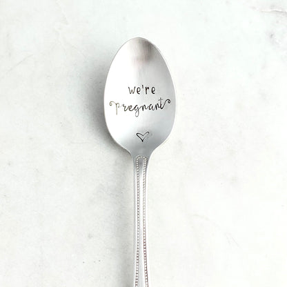 We’re Pregnant, Hand Stamped Vintage Spoon Spoons callistafaye   