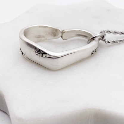 Silver Flower 1960, RARE Floating Heart, Vintage Spoon Jewelry Hearts callistafaye   