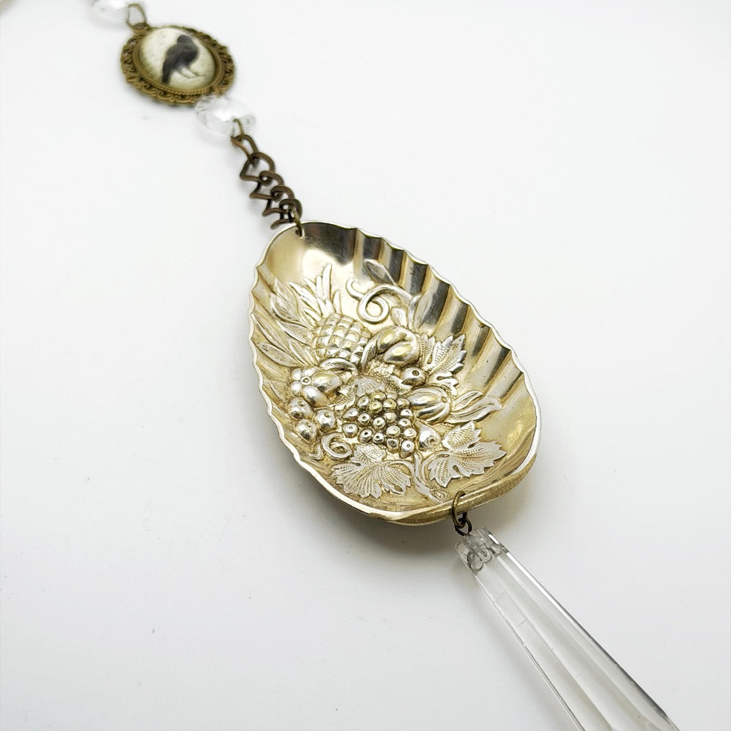 Fruit Harvest GOLD Sun Catcher, Medium Sun Catcher Crystal, Vintage Silverware Window Ornament