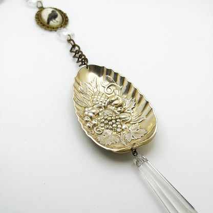 Fruit Harvest GOLD Sun Catcher, Medium Sun Catcher Crystal, Vintage Silverware Window Ornament