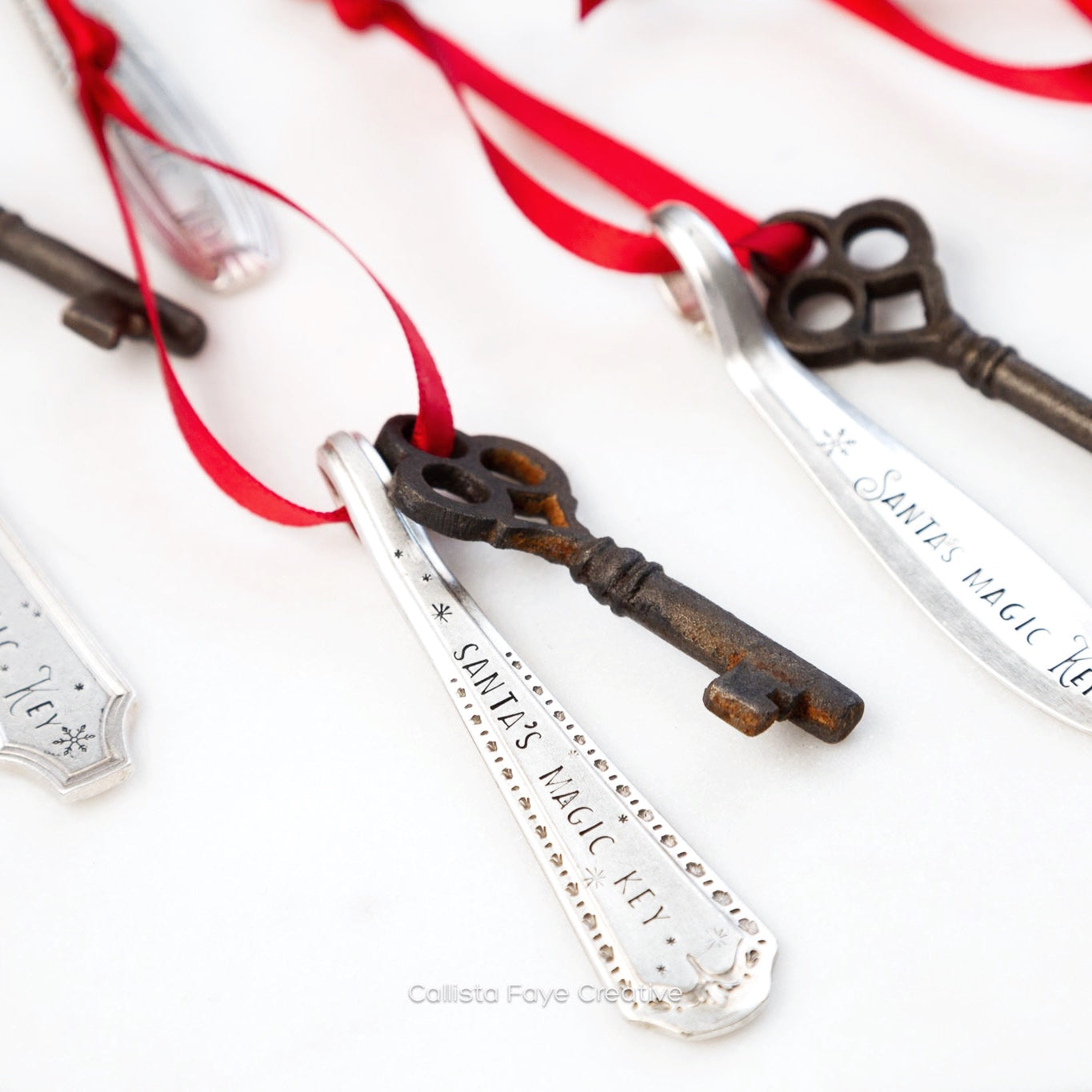 Santa's Magic Key, Hand Stamped Vintage Spoon Ornament Ornaments callistafaye   