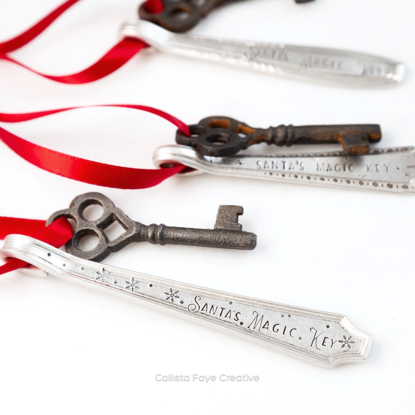 Santa's Magic Key, Hand Stamped Vintage Spoon Ornament Ornaments callistafaye   