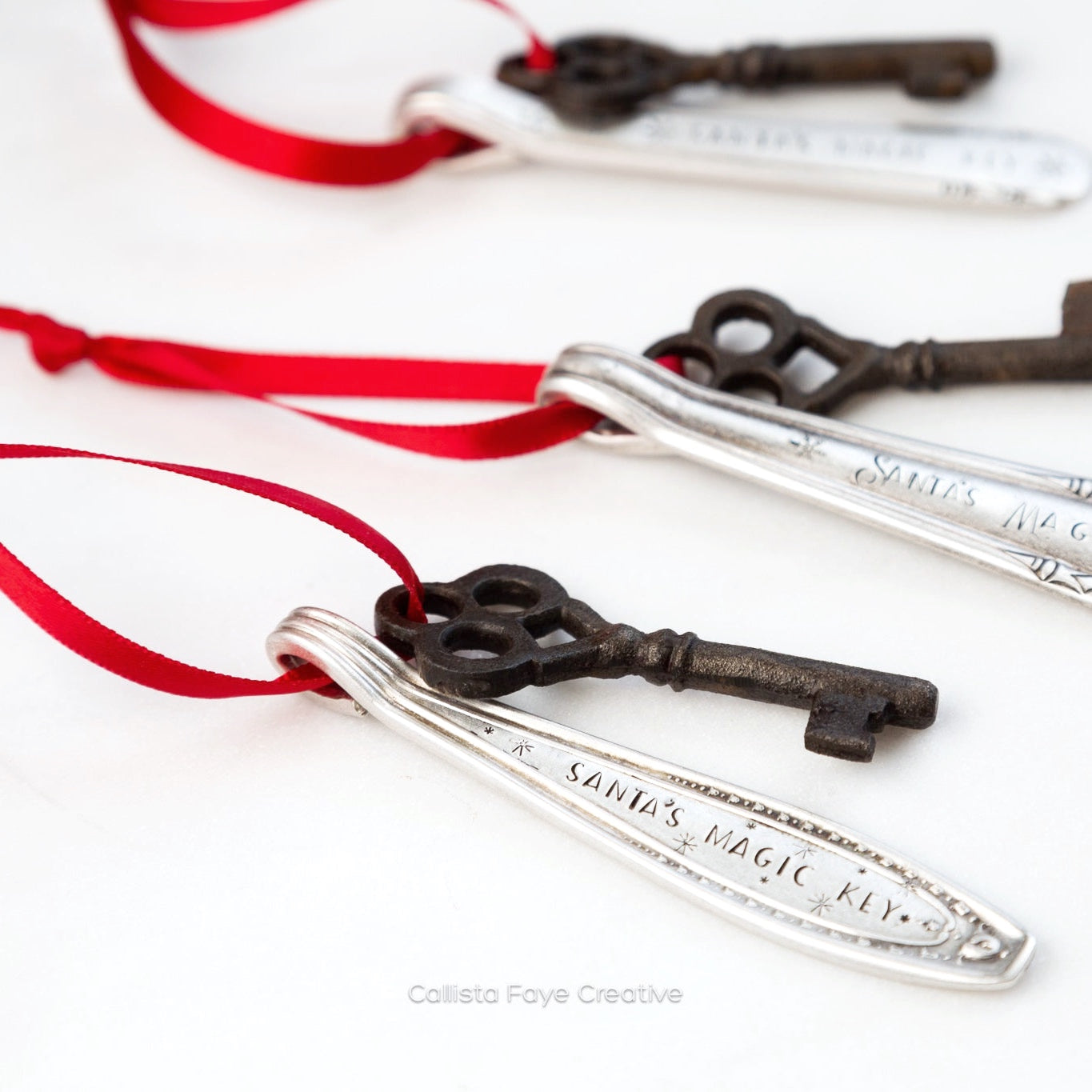 Santa's Magic Key, Hand Stamped Vintage Spoon Ornament Ornaments callistafaye   