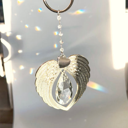 Custom Angel Sun Catcher, Small Memorial Sun Catcher Crystal, Personalized Vintage Silverware Window Ornament