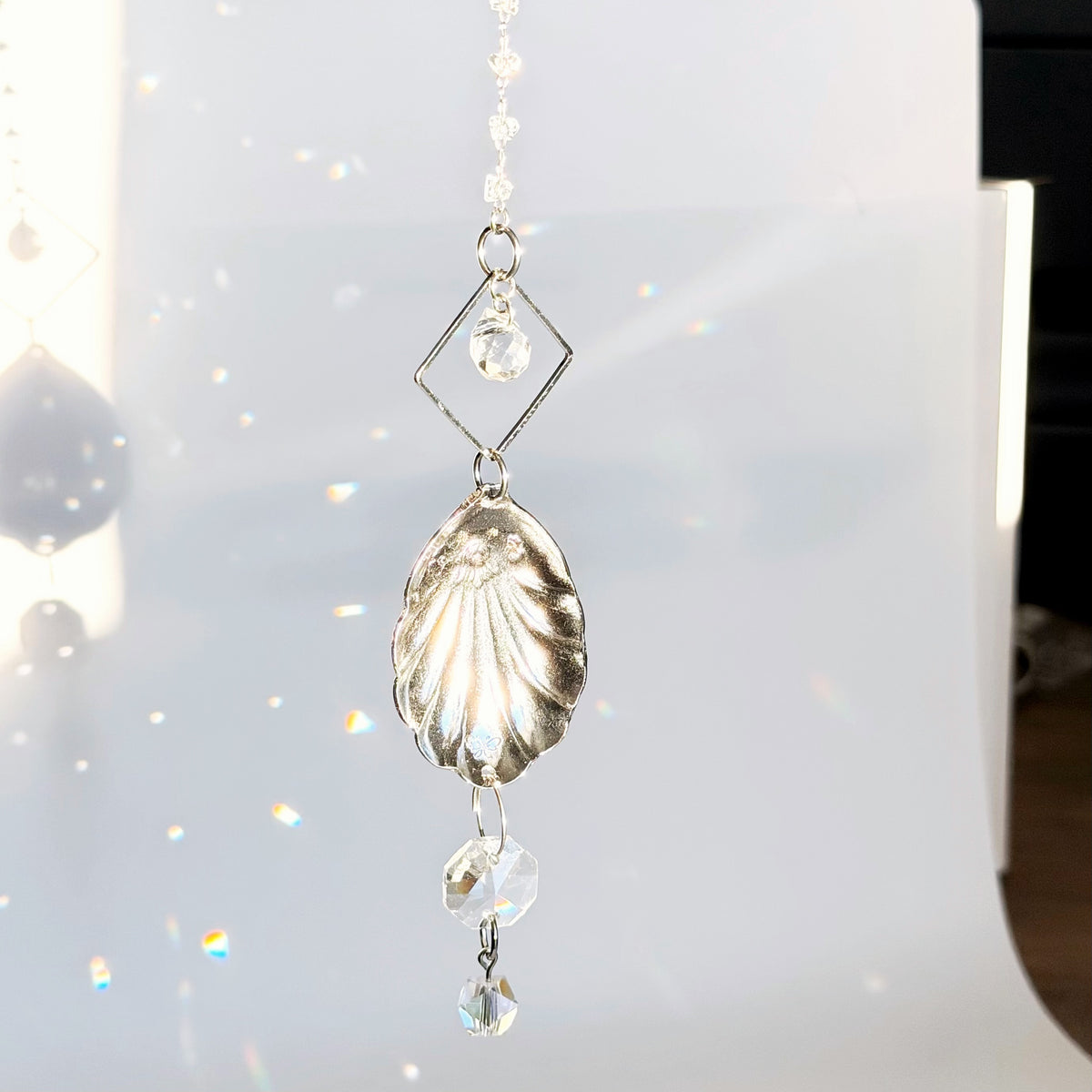 Rose Sun Catcher, Small Sun Catcher Crystal, Vintage Silverware Window Ornament