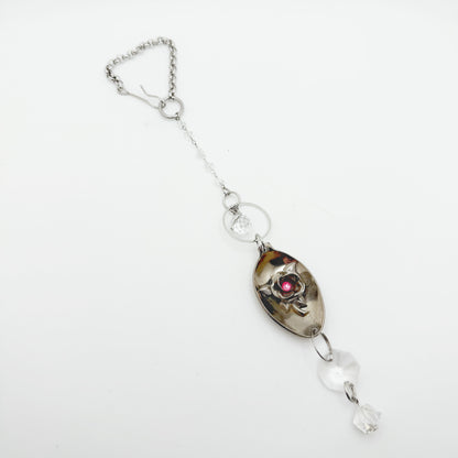 Rhinestone Rose Sun Catcher, Small Sun Catcher Crystal, Vintage Silverware Window Ornament