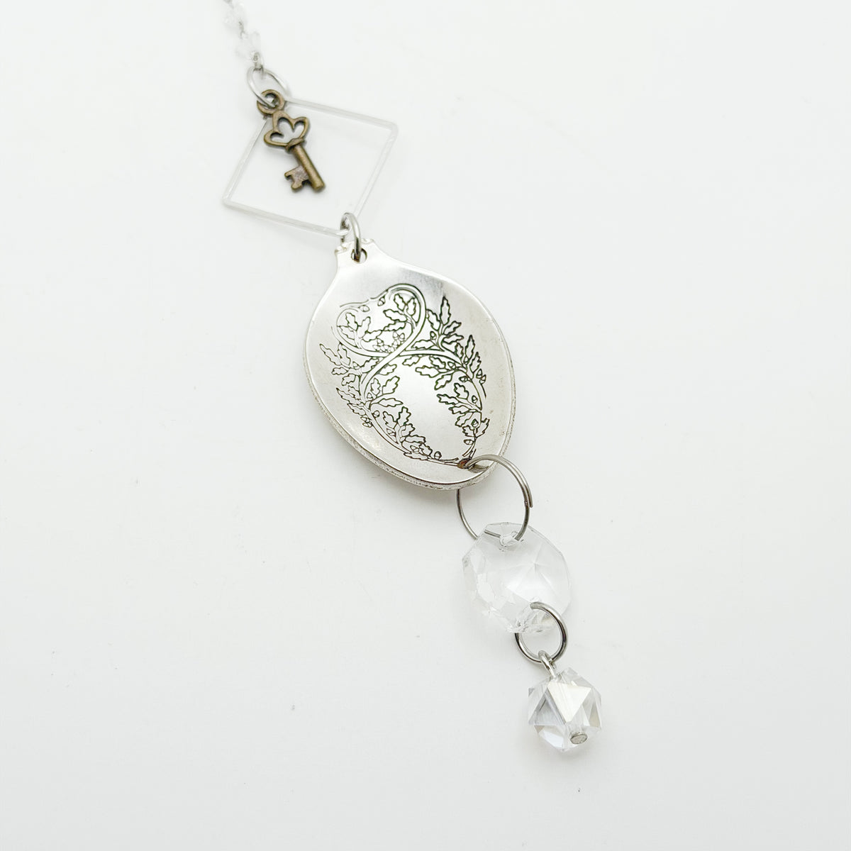 Oak Leaf Sun Catcher, Small Sun Catcher Crystal, Vintage Silverware Window Ornament