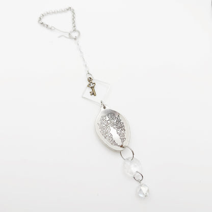 Oak Leaf Sun Catcher, Small Sun Catcher Crystal, Vintage Silverware Window Ornament
