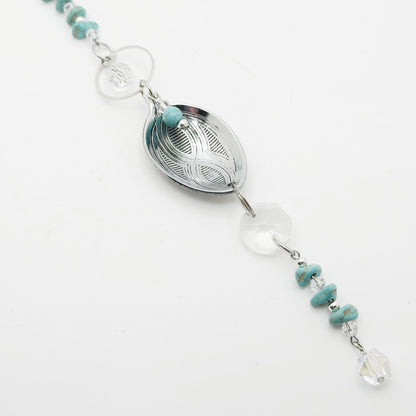Turquoise Sun Catcher, Small Sun Catcher Crystal, Vintage Silverware Window Ornament
