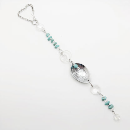 Turquoise Sun Catcher, Small Sun Catcher Crystal, Vintage Silverware Window Ornament