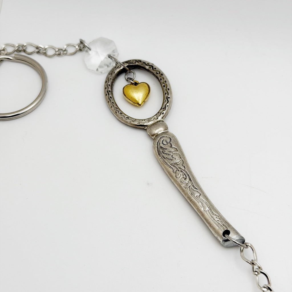 Here Comes the Sun, Large Sun Catcher Crystal, Vintage Silverware Window Ornament