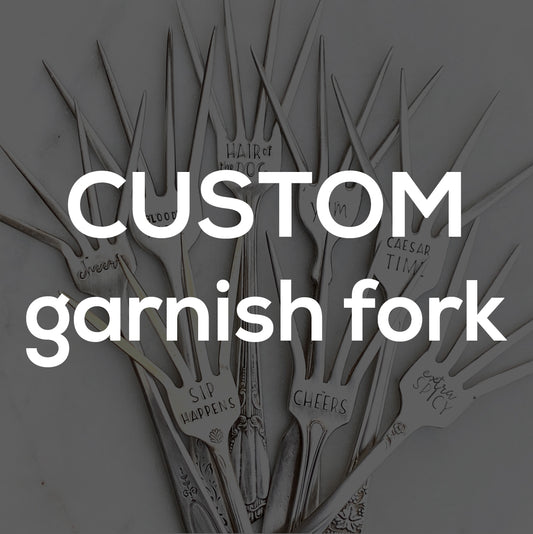 CUSTOM Garnish Fork, Caesar Cocktail Fork, Bloody Mary Garnish Fork, Hand Stamped Vintage Fork Forks callistafaye   