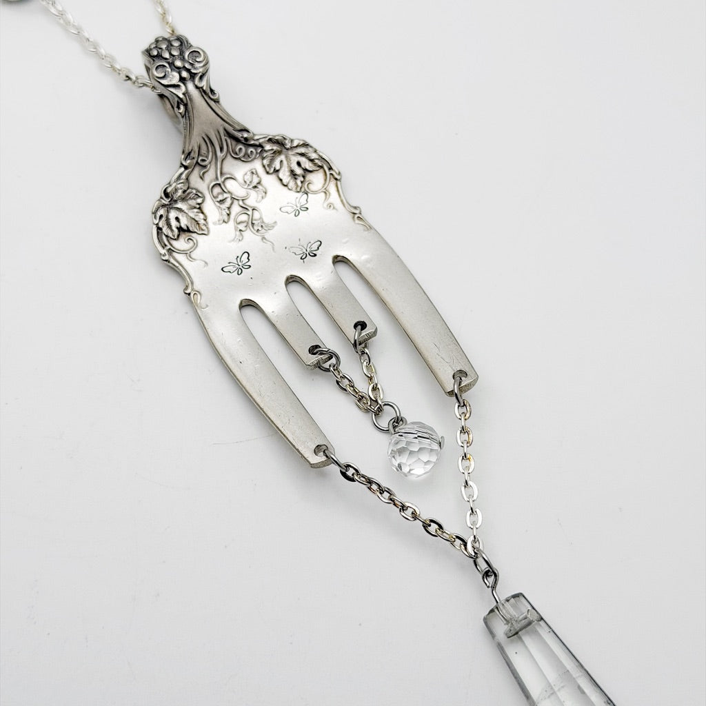 Butterflies, Large Sun Catcher Crystal, Vintage Silverware Window Ornament