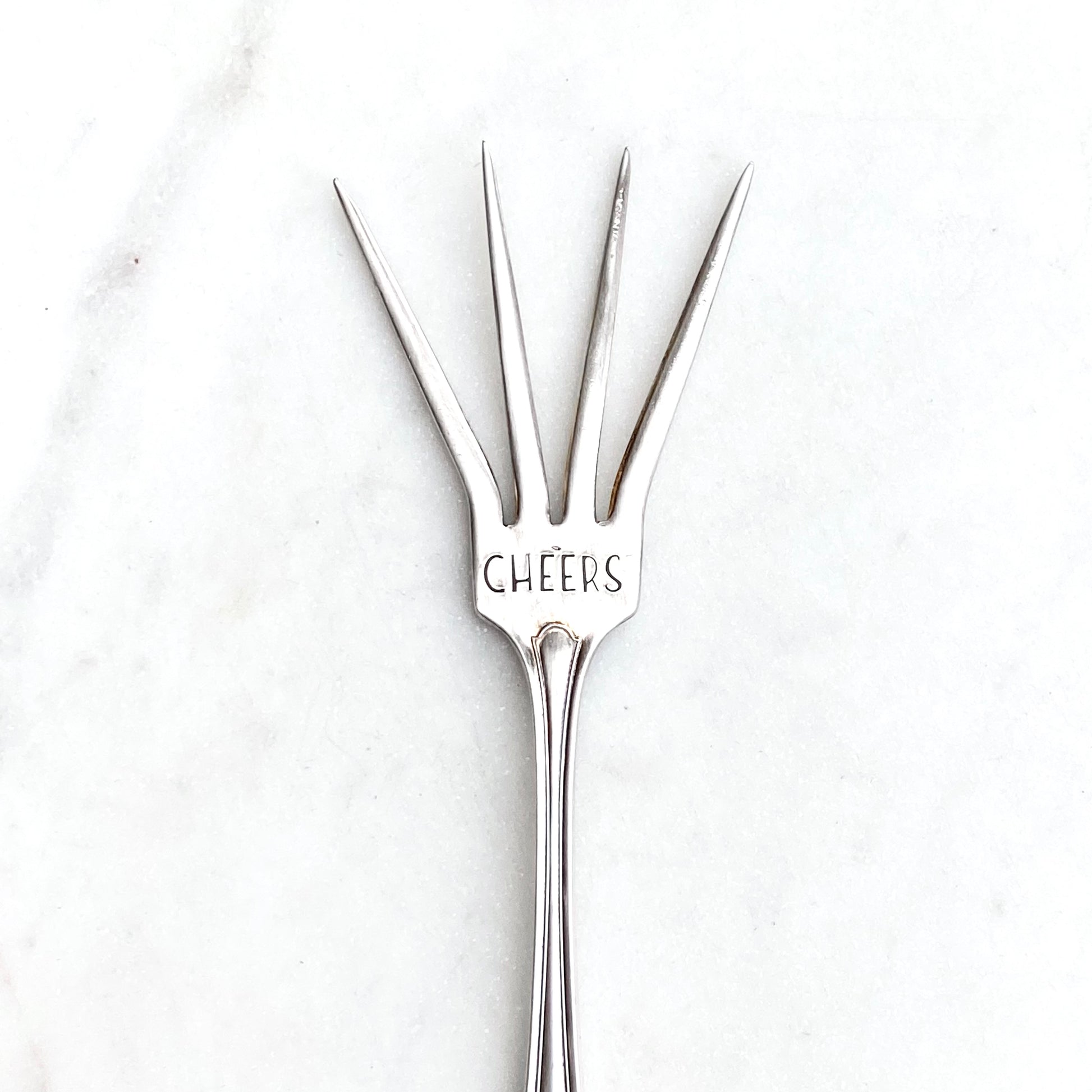 Cheers, Caesar Cocktail Fork, Bloody Mary Garnish Fork, Hand Stamped Vintage Fork Forks callistafaye   