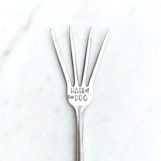 Hair of the Dog, Caesar Cocktail Fork, Bloody Mary Garnish Fork, Hand Stamped Vintage Fork Forks callistafaye   