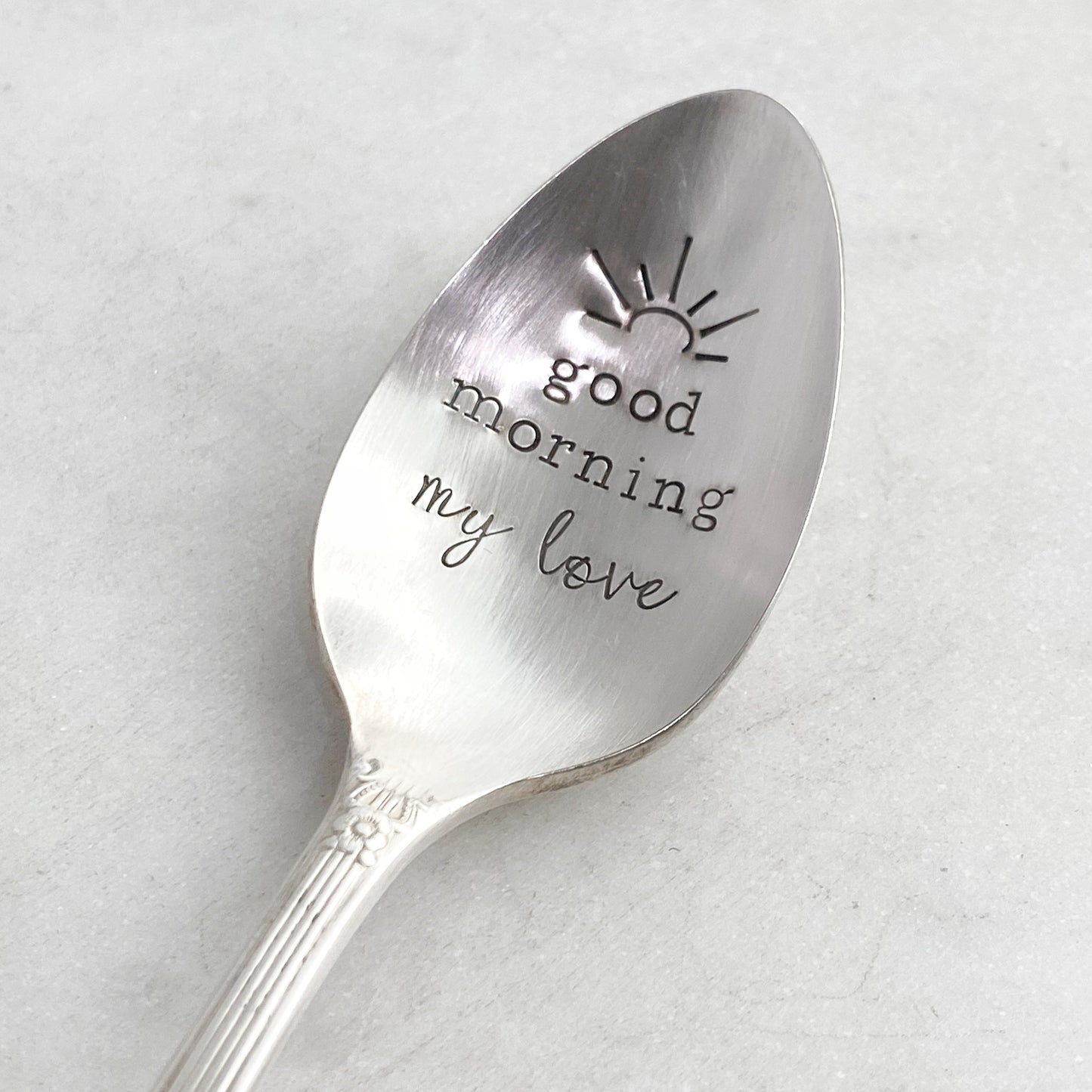 Good Morning My Love, Hand Stamped Vintage Spoon Spoons callistafaye   