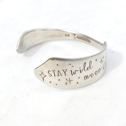 Stay Wild Moon Child, Pickwick 1938, Cuff Bracelet, Hand Stamped Vintage Spreader Bracelets callistafaye   