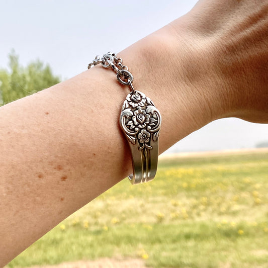 Plantation (Roses) 1948, Half Chain Bracelet, Vintage Spoon Handle, Antique Spoon Bracelet Bracelets callistafaye   
