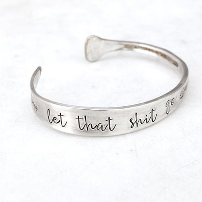 Let That Shit Go, Winsome I 1959, Cuff Bracelet, Vintage Spoon Handle, Iced Tea Spoon Bracelet Bracelets callistafaye   