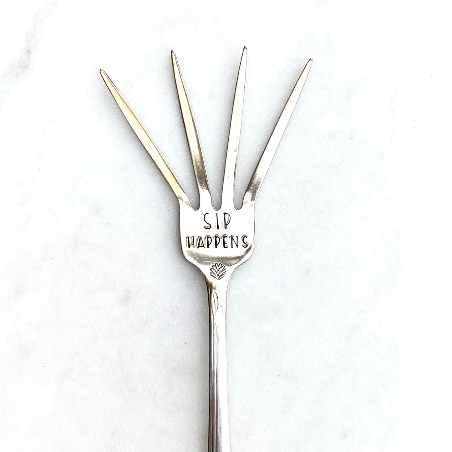 Sip Happens, Caesar Cocktail Fork, Bloody Mary Garnish Fork, Hand Stamped Vintage Fork Forks callistafaye   