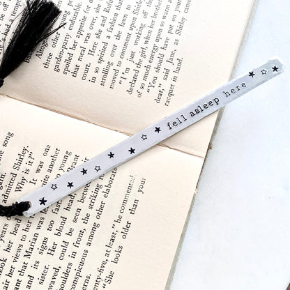 Fell Asleep Here, Skinny Hand Stamped Bookmark Bookmarks callistafaye   