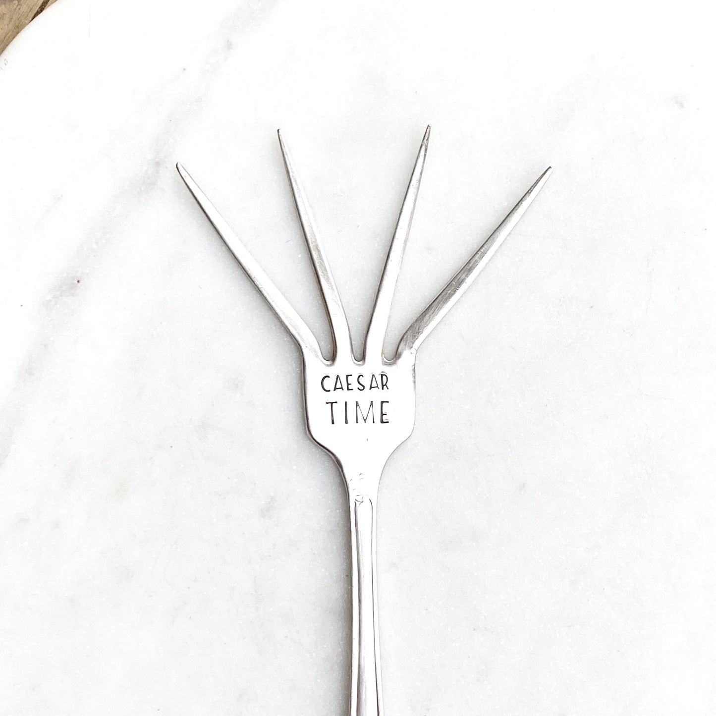 Caesar Time, Caesar Cocktail Fork, Bloody Mary Garnish Fork, Hand Stamped Vintage Fork Forks callistafaye   