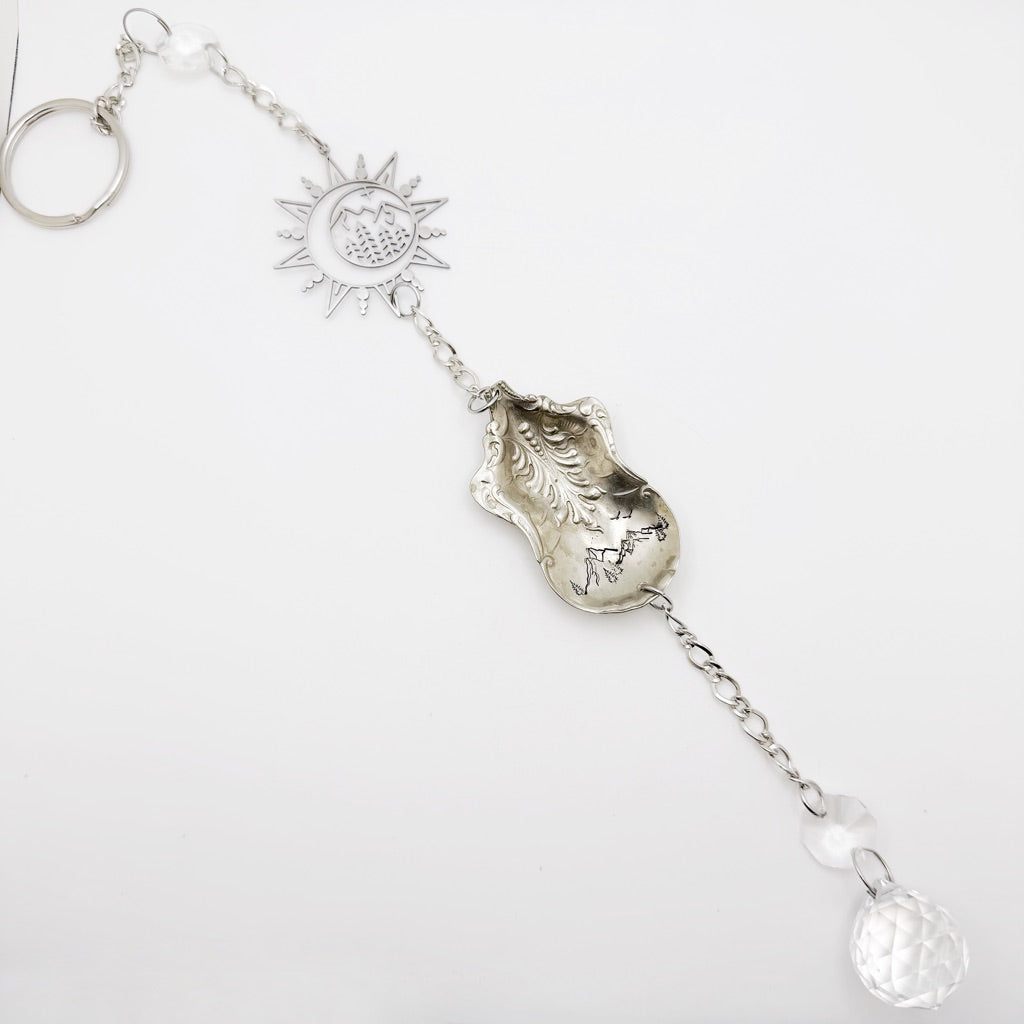 Mountains Sun Catcher, Medium Sun Catcher Crystal, Vintage Silverware Window Ornament