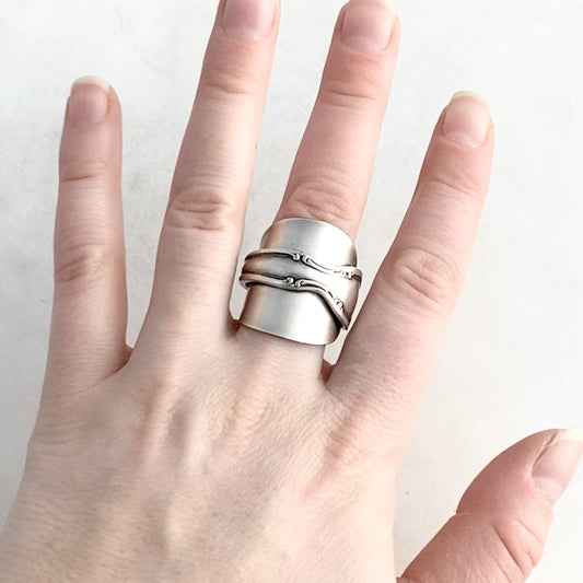 Silvery Mist 1955, Custom Size, Saddle Ring, Vintage Spoon Ring