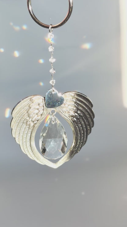 Custom Angel Sun Catcher, Small Memorial Sun Catcher Crystal, Personalized Vintage Silverware Window Ornament