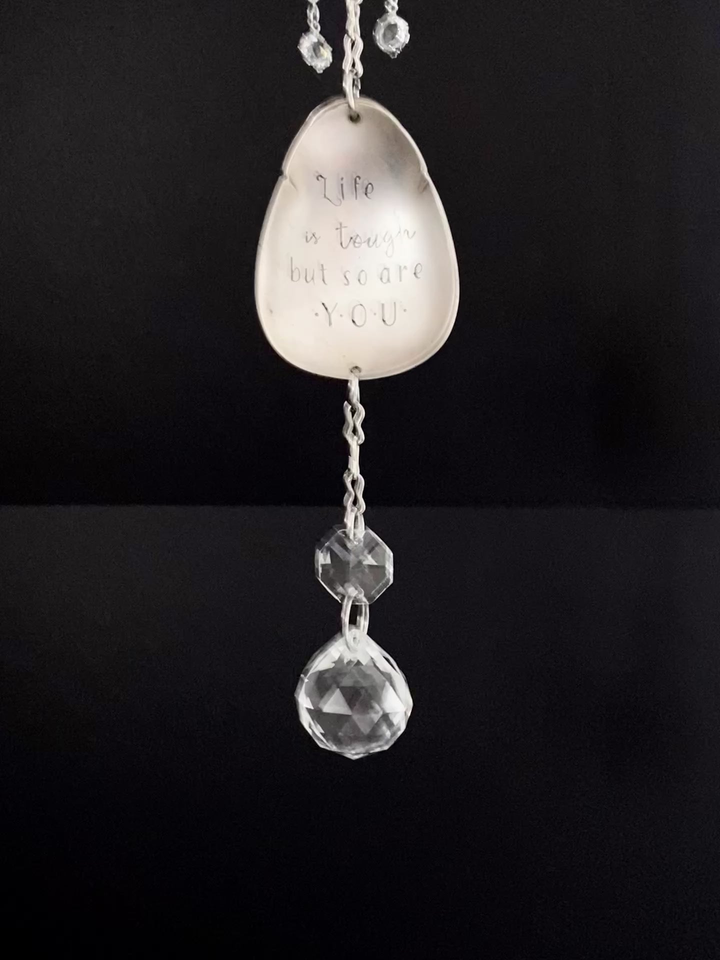 Life is Tough but So Are You Sun Catcher, Medium Sun Catcher Crystal, Vintage Silverware Window Ornament Suncatcher callistafaye