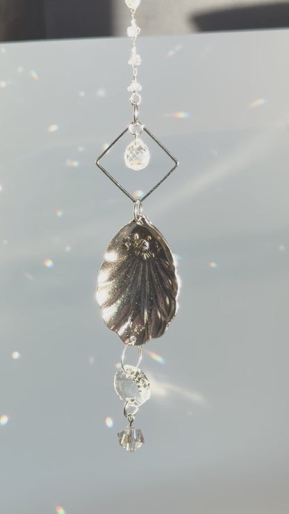 Rose Sun Catcher, Small Sun Catcher Crystal, Vintage Silverware Window Ornament