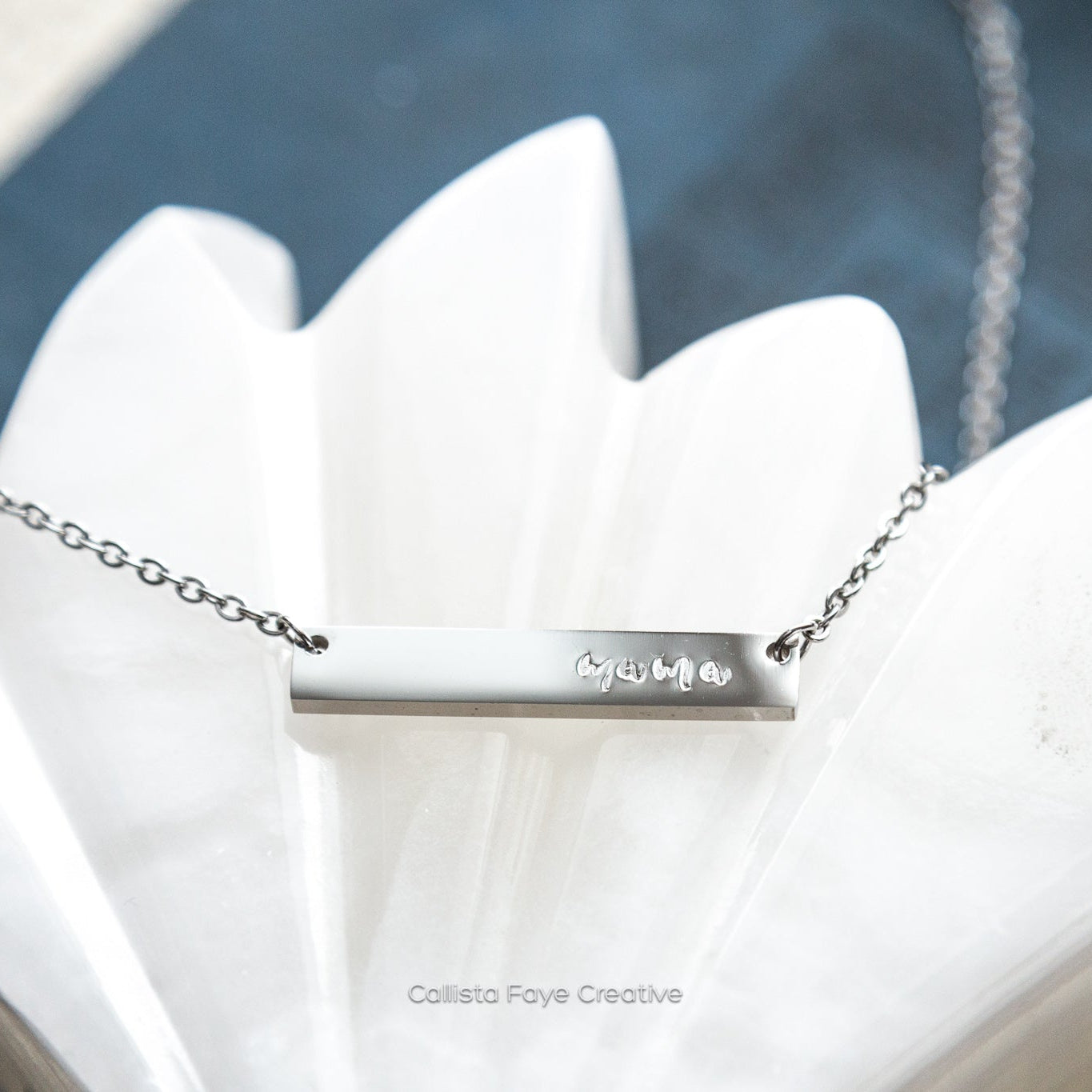 Mama, Hand Stamped Bar Affirmation Necklace Necklaces callistafaye Silver  