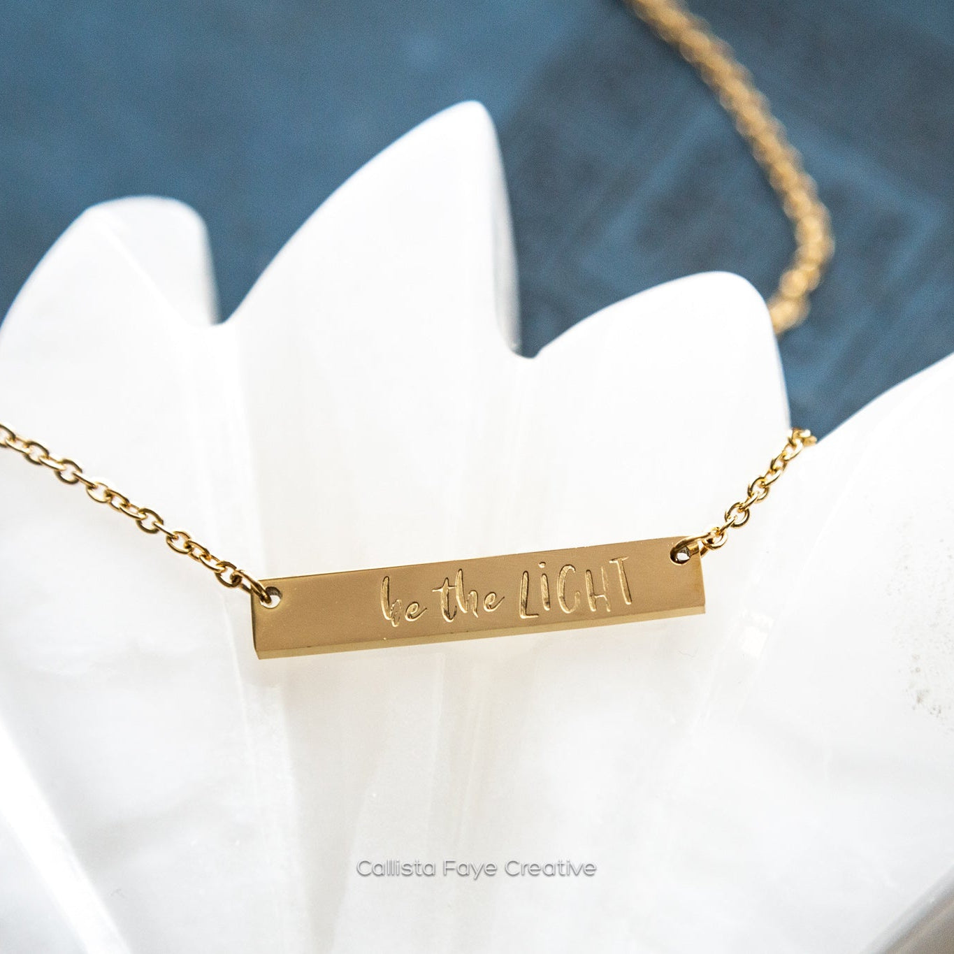 Be the Light, Hand Stamped Bar Affirmation Necklace Necklaces callistafaye   