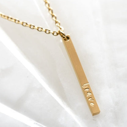 Brave, Hand Stamped Vertical Bar Necklace Necklaces callistafaye Gold  