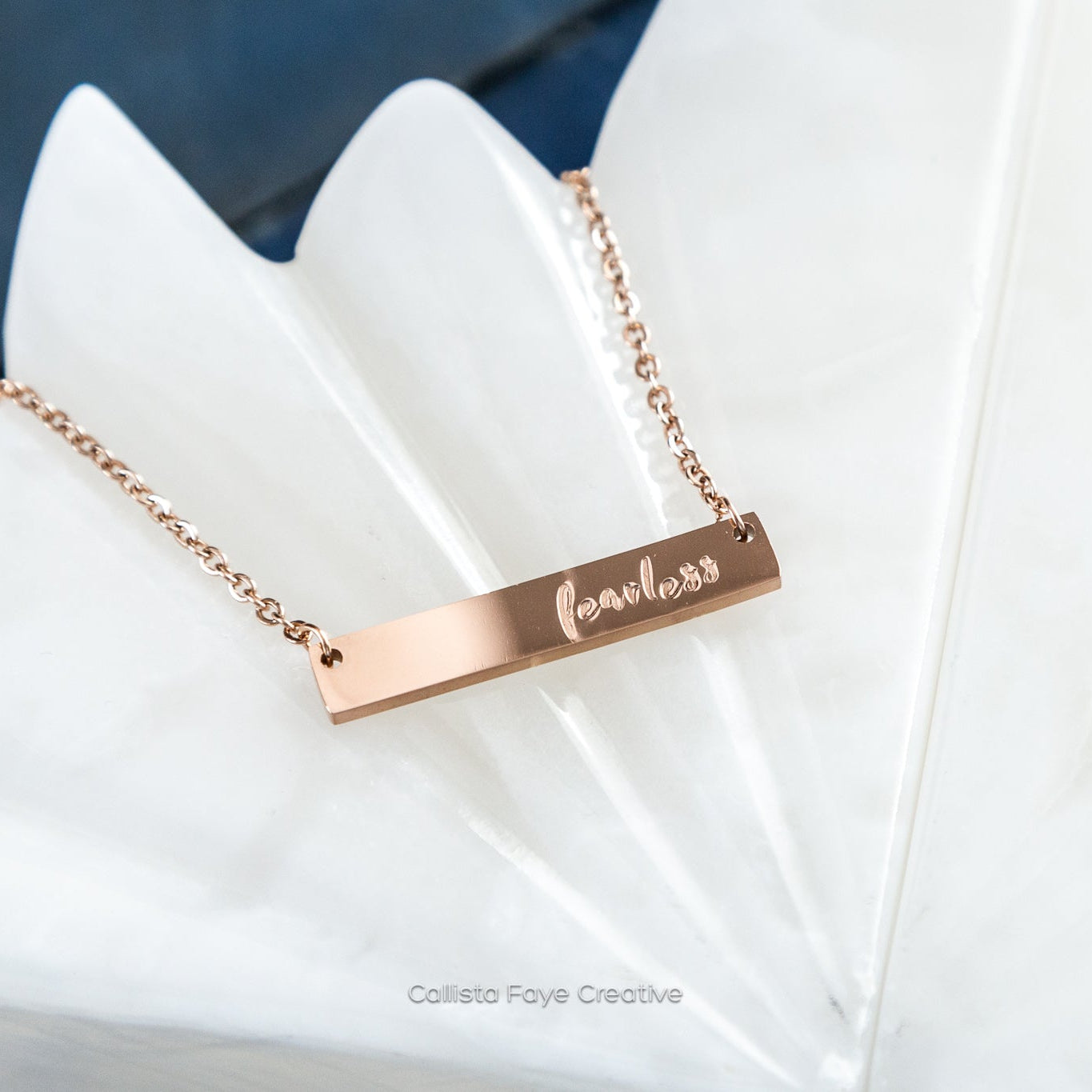 Fearless, Hand Stamped Bar Affirmation Necklace Necklaces callistafaye   