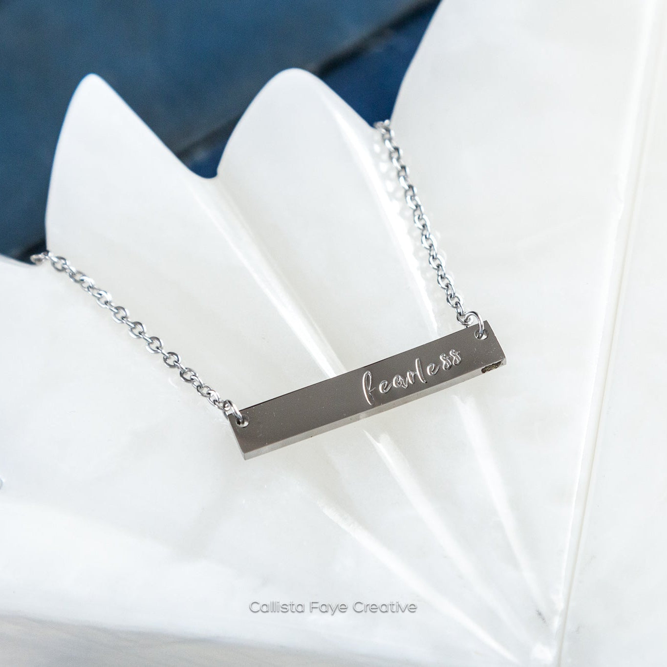 Fearless, Hand Stamped Bar Affirmation Necklace Necklaces callistafaye   