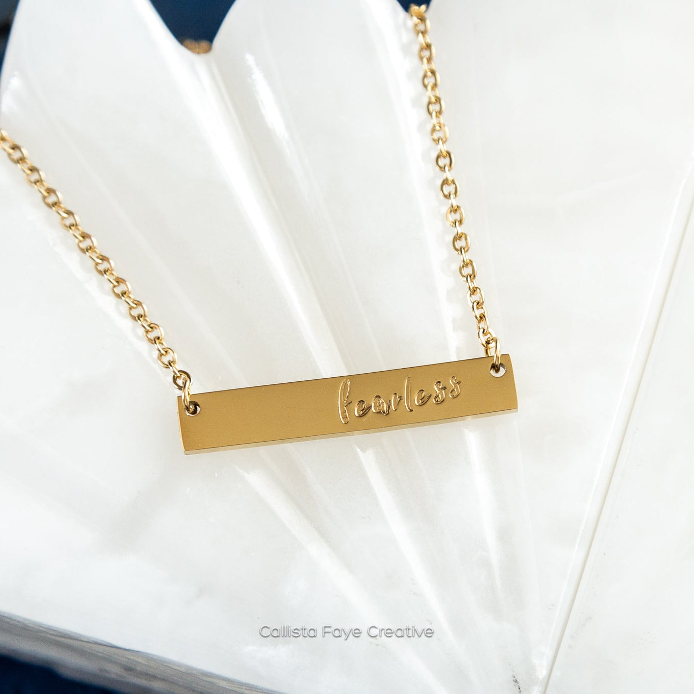 Fearless, Hand Stamped Bar Affirmation Necklace Necklaces callistafaye Gold  