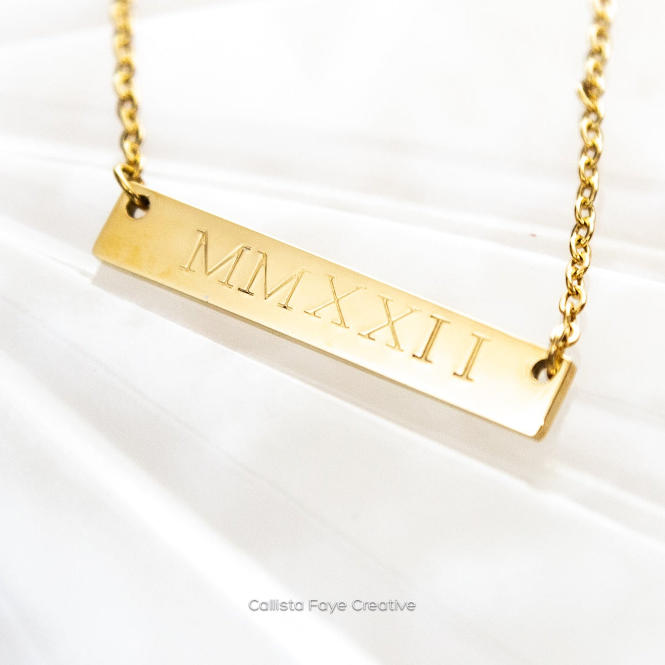 MMXXIII, Graduation Gift 2023, Hand Stamped Bar Necklace Necklaces callistafaye Gold  