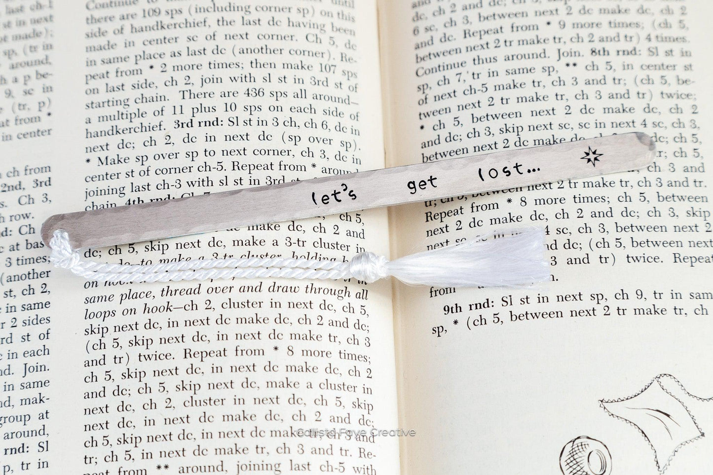 Let's Get Lost, Retired Font, Skinny Hand Stamped Aluminum Bookmark Bookmarks callistafaye