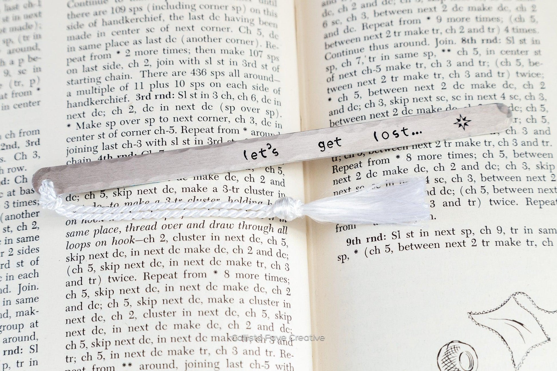 Let's Get Lost, Retired Font, Skinny Hand Stamped Aluminum Bookmark Bookmarks callistafaye