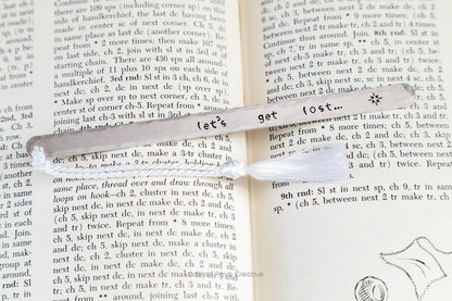 Let's Get Lost, Retired Font, Skinny Hand Stamped Aluminum Bookmark Bookmarks callistafaye