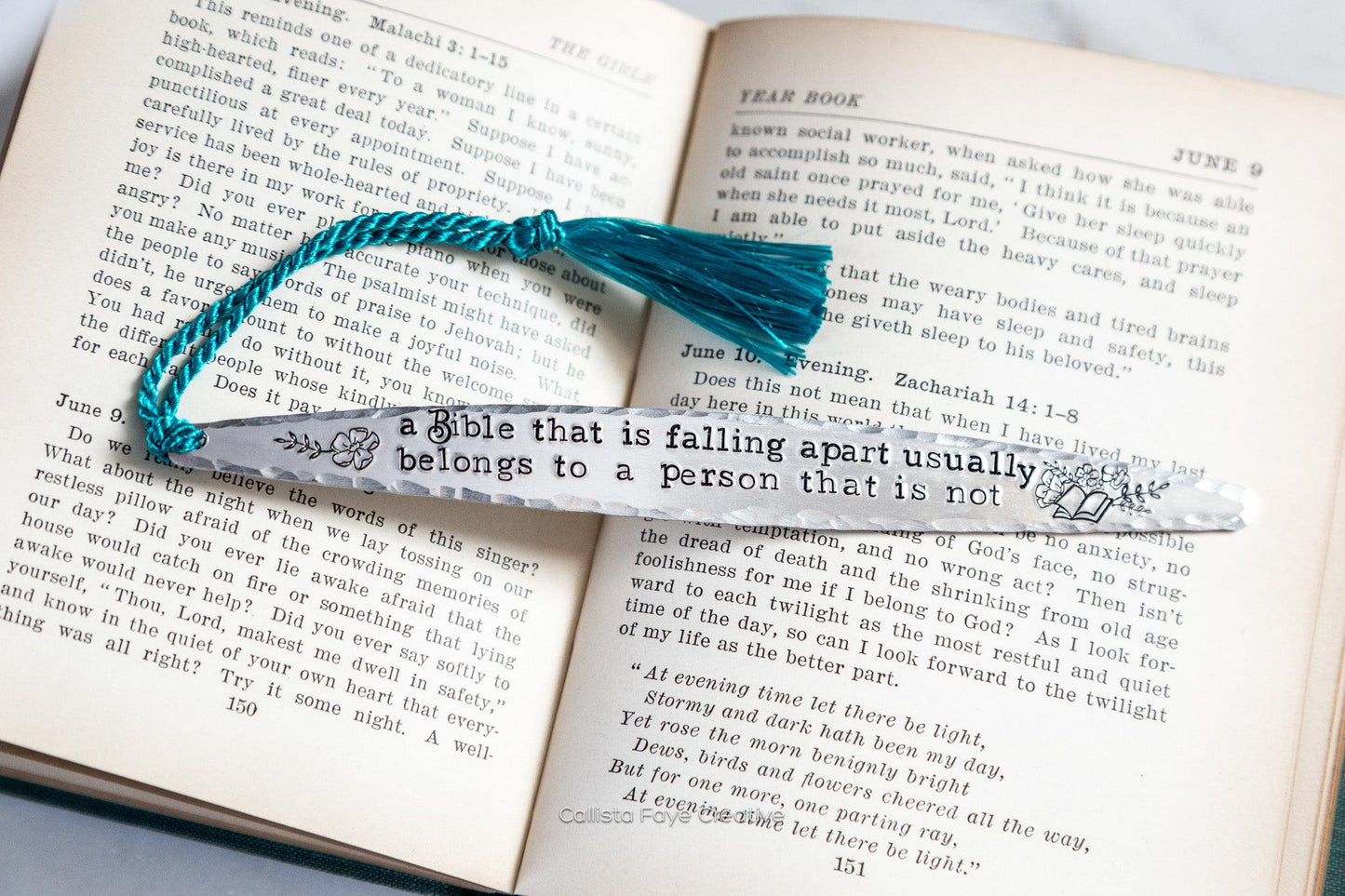 A Bible that is Falling Apart..., Tapered Hand Stamped Bookmark Bookmarks callistafaye   