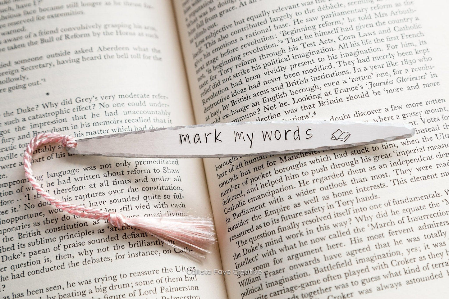Mark My Words, Tapered Hand Stamped Bookmark Bookmarks callistafaye   