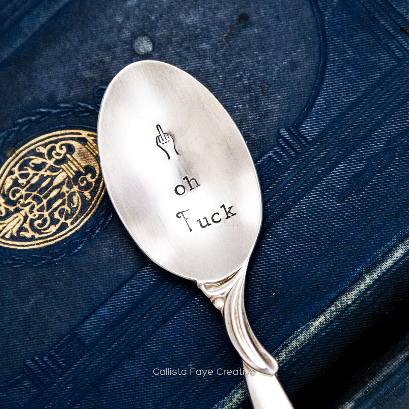 Oh Fuck (middle finger), Hand Stamped Vintage Spoon Spoons callistafaye   