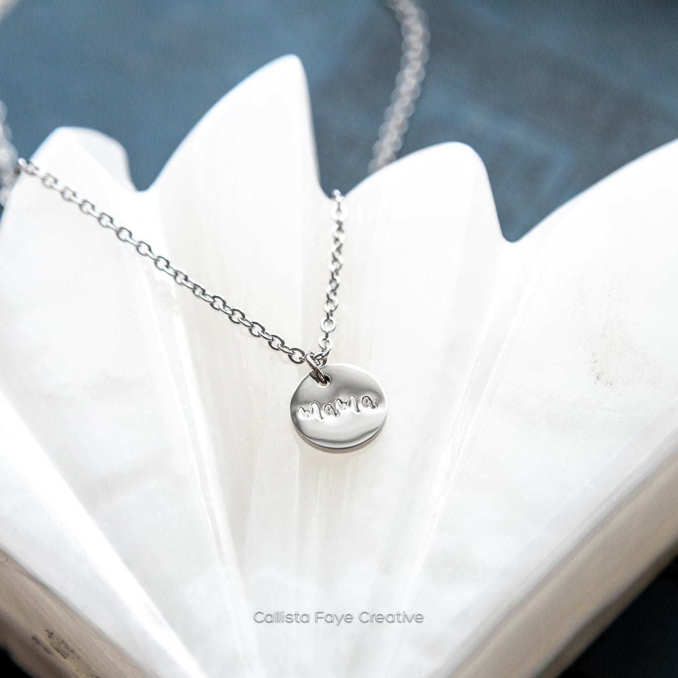 Mama, Hand Stamped Coin Necklace Necklaces callistafaye Silver  